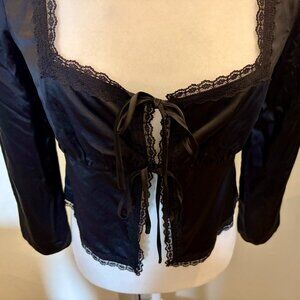 Reformation Lucinda Black Silk Square Neck Blouse Size 4